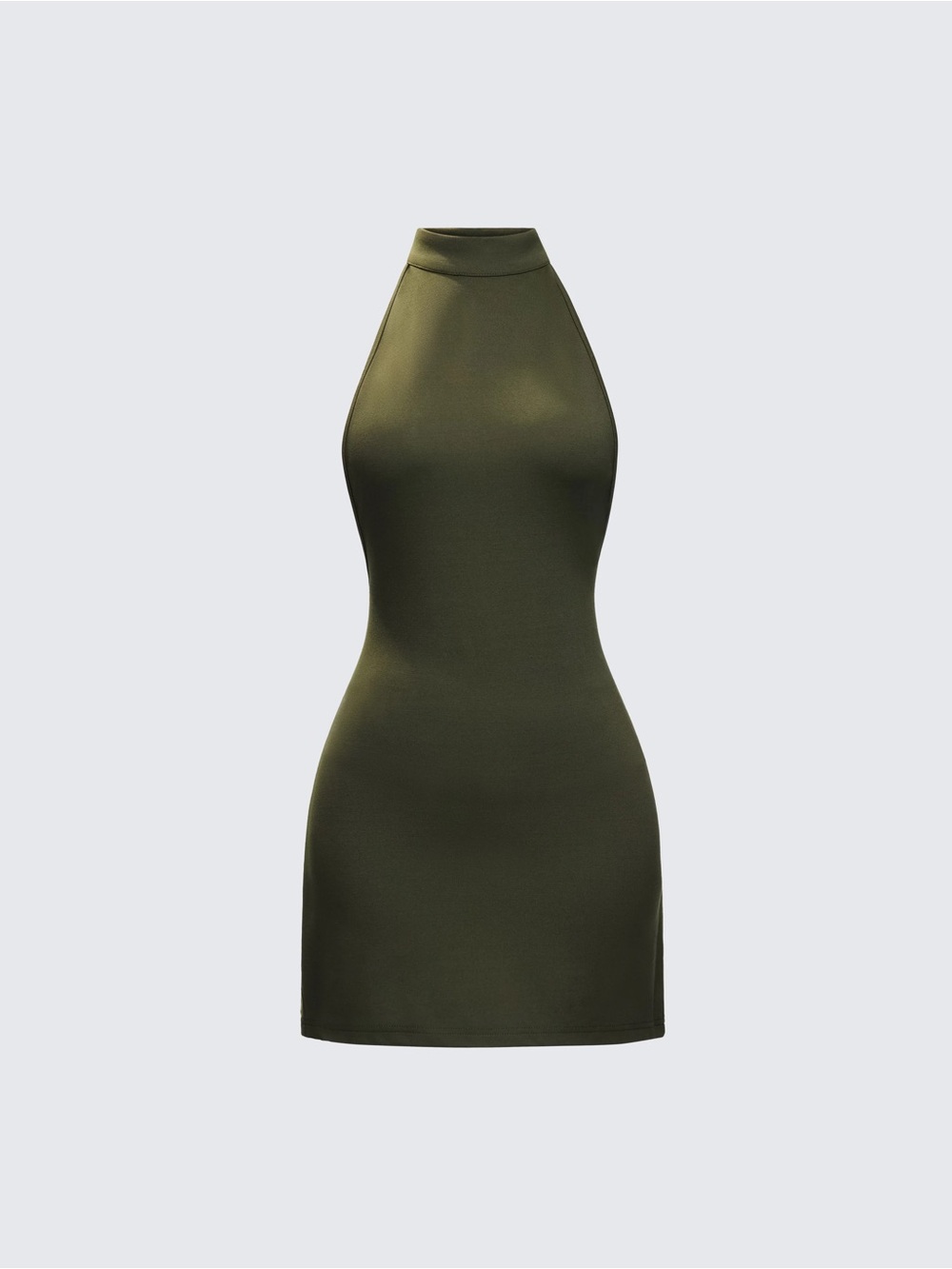 FINESSE Olive Green Halter Neck Women's Dress